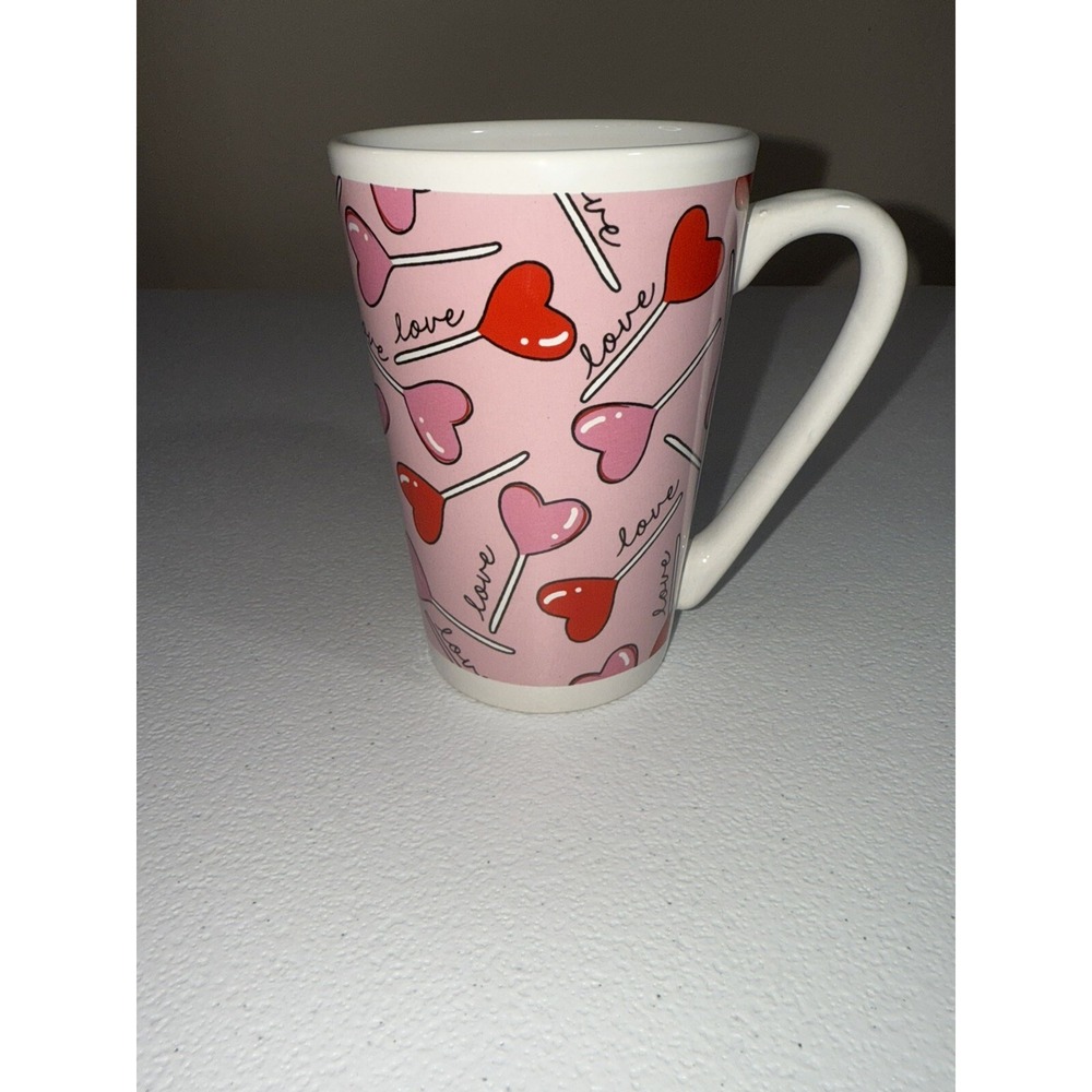 {Holiday Home} Love Heart Suckers Tall Latte/Coffee Mug 16 Oz Valentines Mug